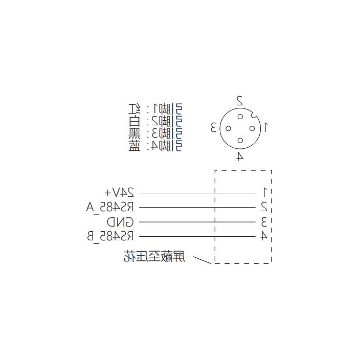 M12 4-PIN, straight female, single-end precast PVC non-flexible cable, shielded, gray sheathed, 0C4A03-XXX